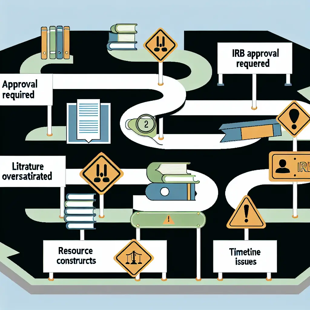 Academic roadblocks illustrated as warning signs on a research path