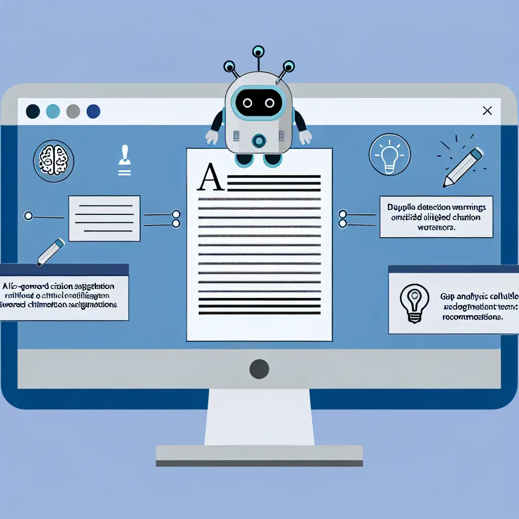 Modern interface showing AI-powered reference manager with automatic citation suggestions and smart recommendations