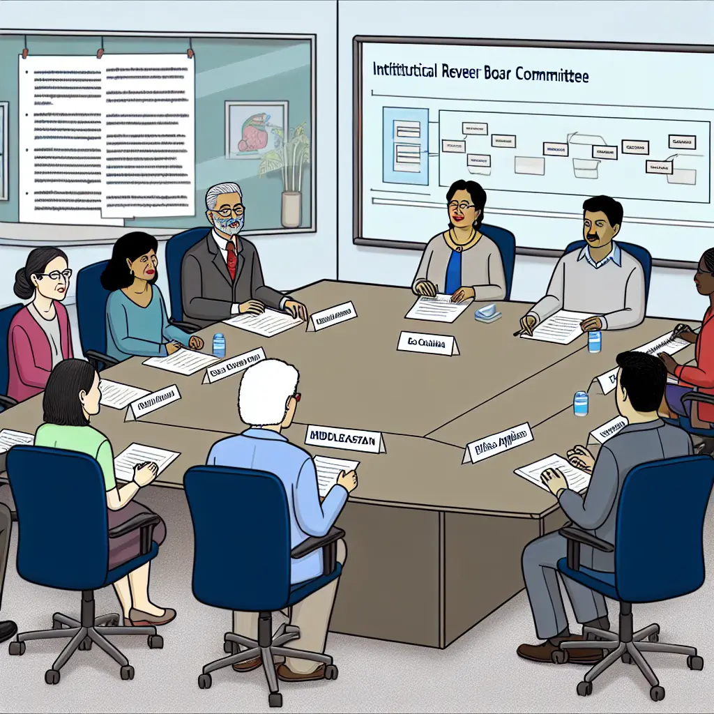 IRB committee members reviewing ethics applications in formal meeting setting