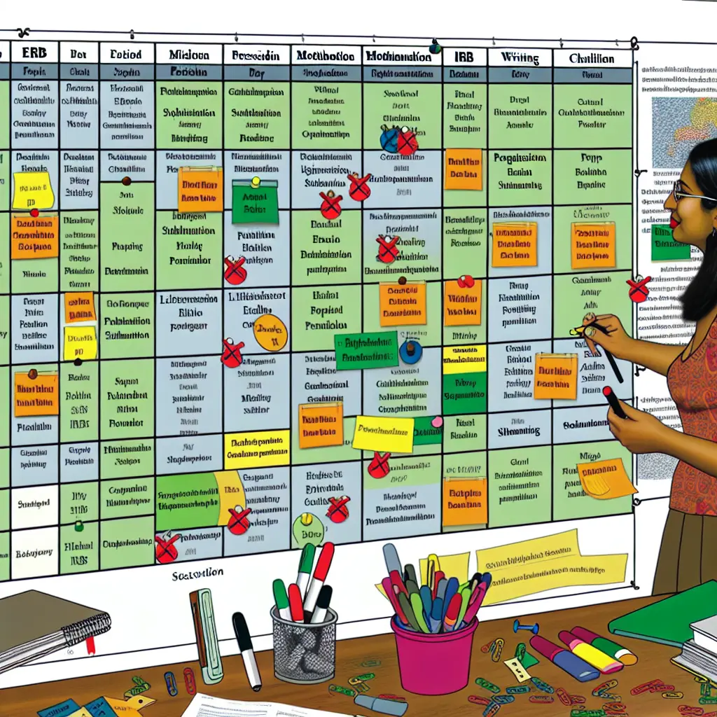 Academic calendar showing optimal ethics submission timing with color-coded approval periods