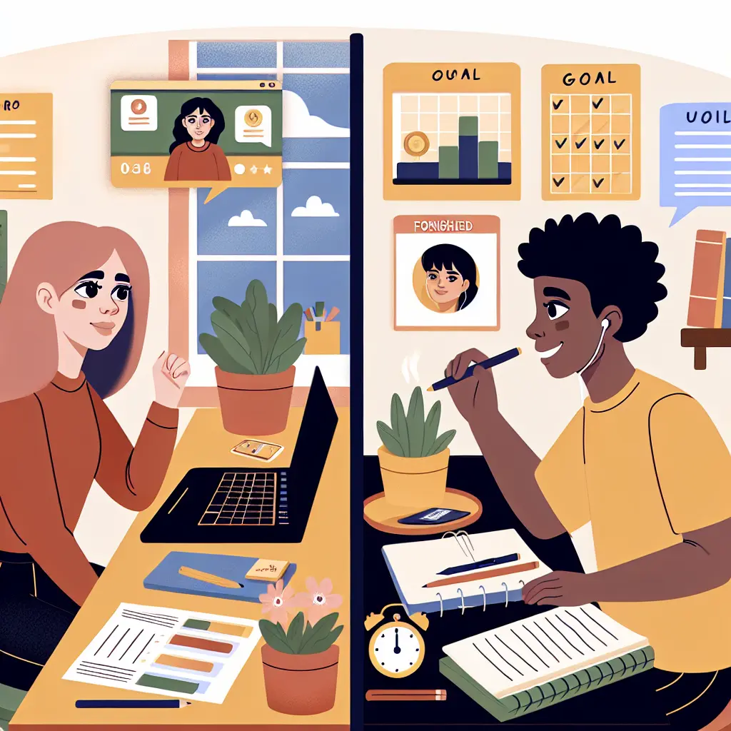 Two students from different disciplines collaborating virtually on their thesis work through video call