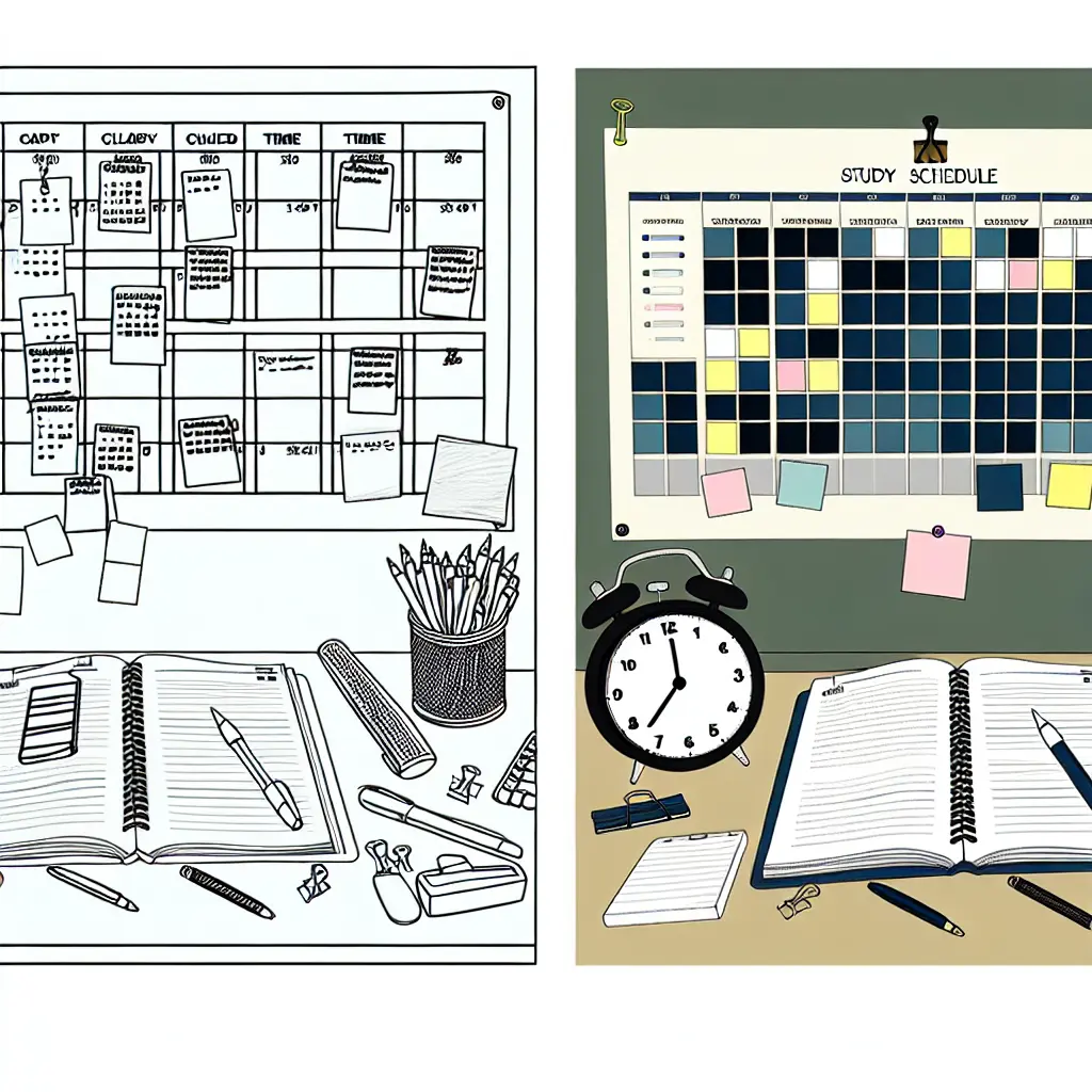 Well-organized study schedule with structured planning tools and time management system