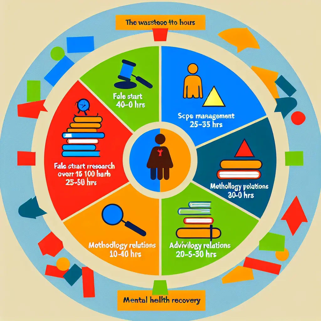 Infographic showing pie chart breakdown of wasted hours with clock icons and warning symbols