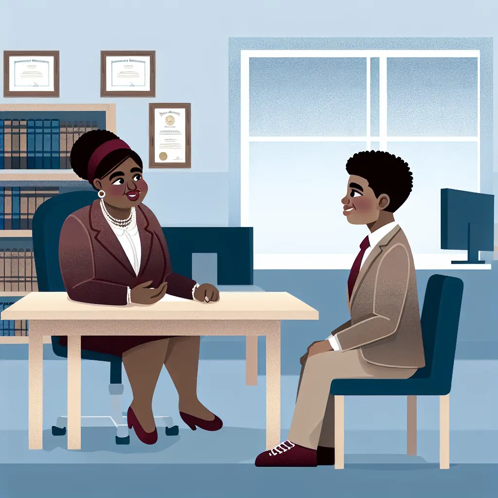 Professional meeting between supervisor and student discussing thesis plans