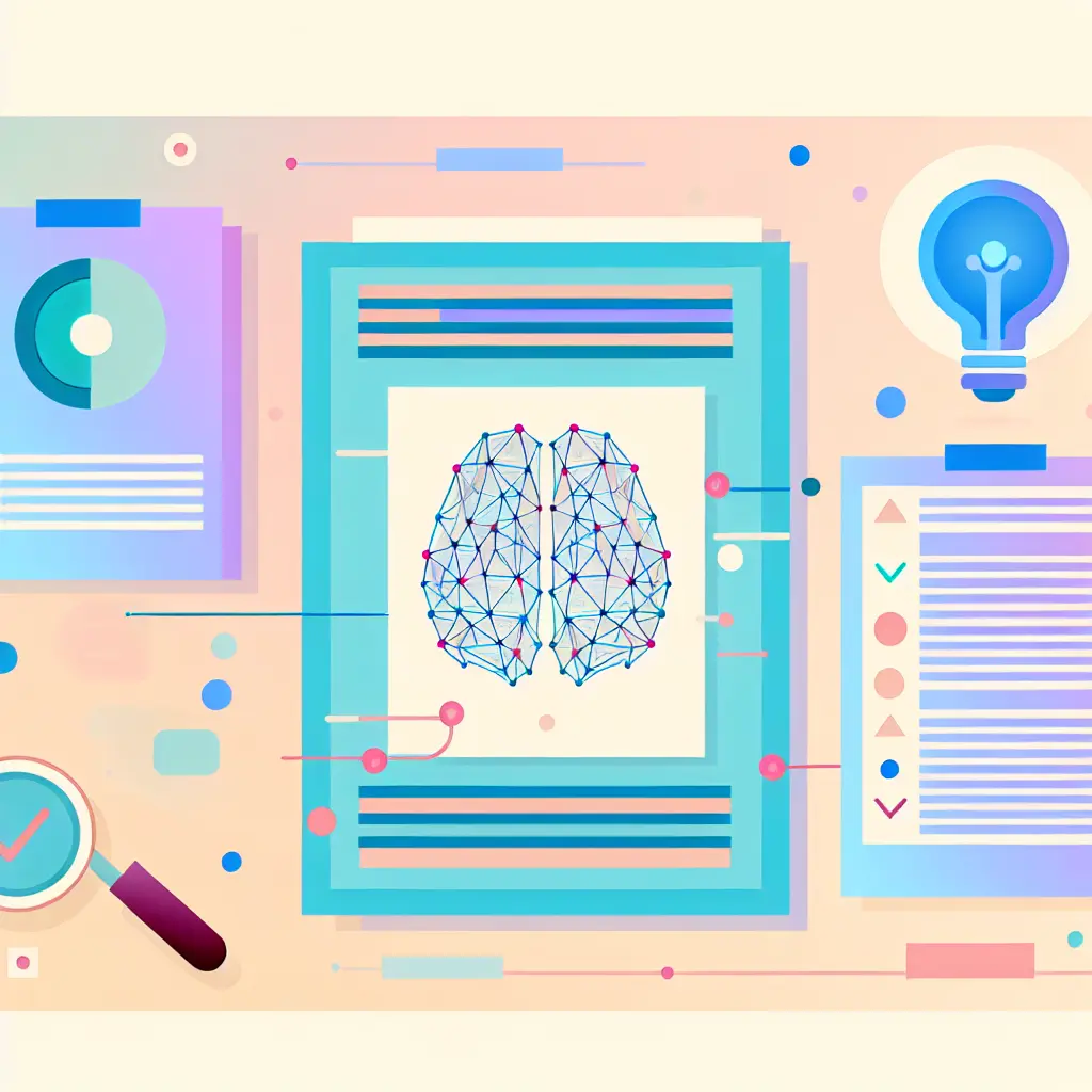 AI interface analyzing academic papers with neural network connections