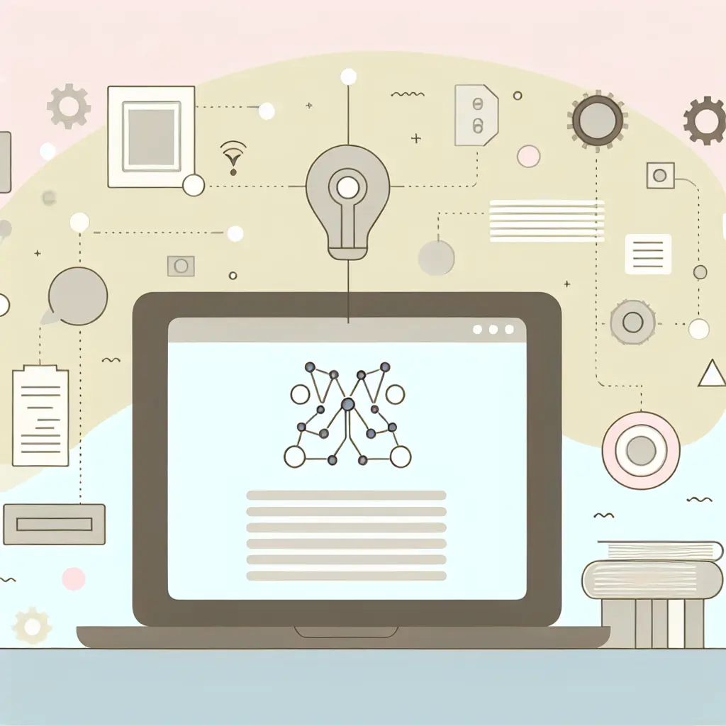 Abstract illustration of AI-powered research tools supporting dissertation writing through network connections and digital assistance
