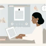 UK student using free AI academic writing tools on a laptop—Zotero, Grammarly, Turnitin, and Tesify.io in view