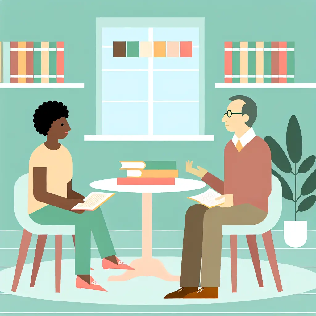 Oxford tutorial supervision meeting showing collaborative discussion between student and supervisor