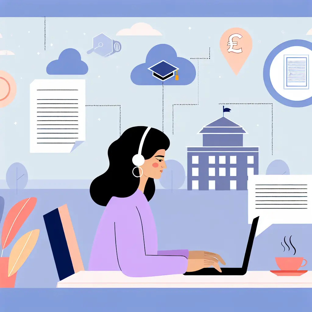 UK student working on dissertation with digital academic tools